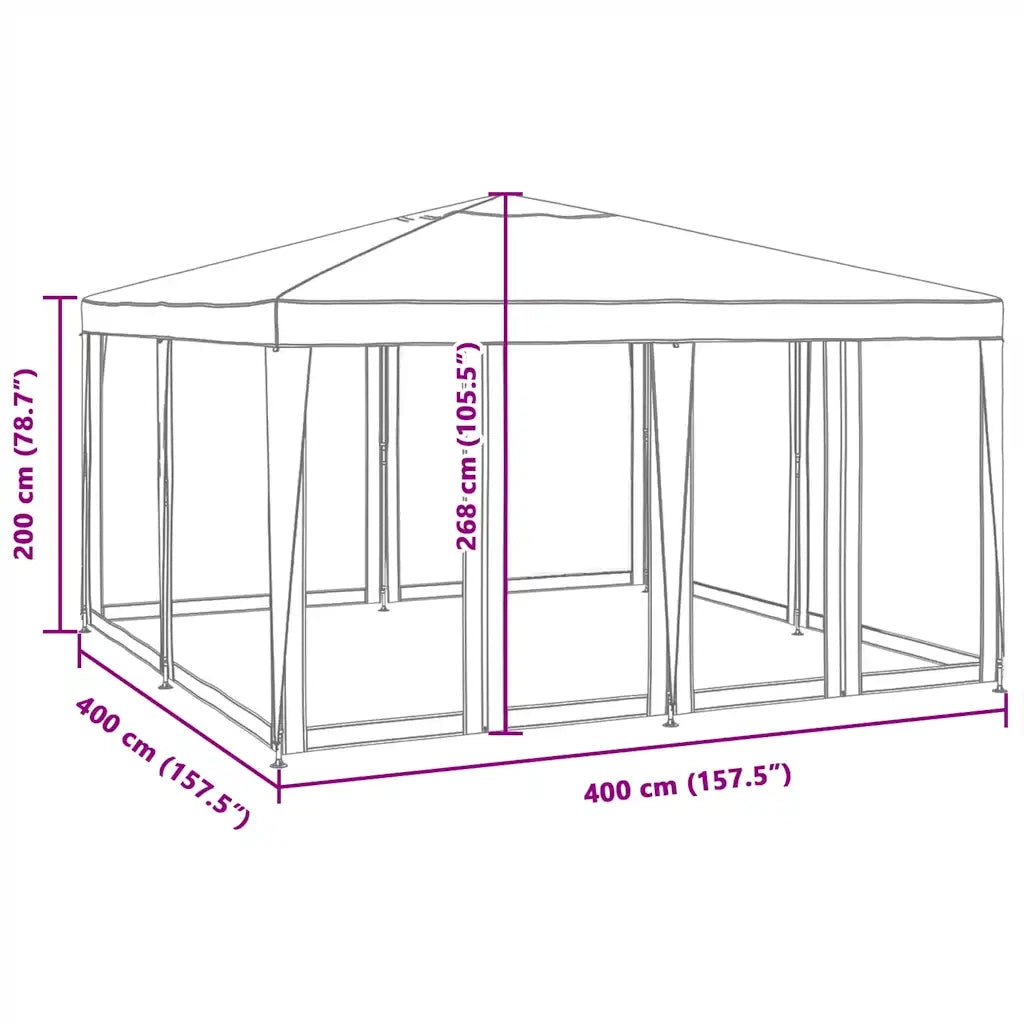 Tenda per Feste con 8 Pareti Laterali in Rete Blu 4x4 m HDPE