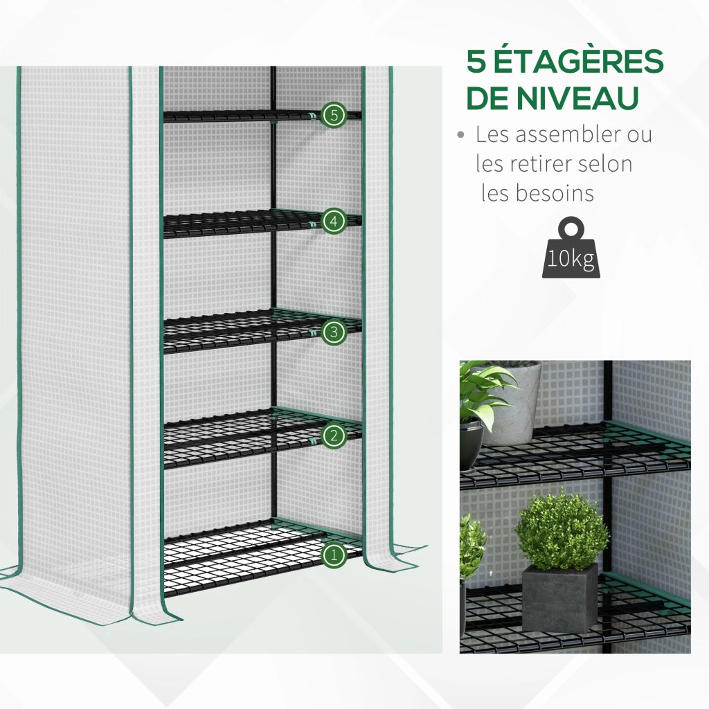 Serra da giardino 5 livelli con porta avvolgibile ¨C zephmum ¨C 90x49x193 cm