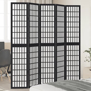 Divisorio Ambienti 5 Pannelli Nero Legno Massello di Paulownia 358775