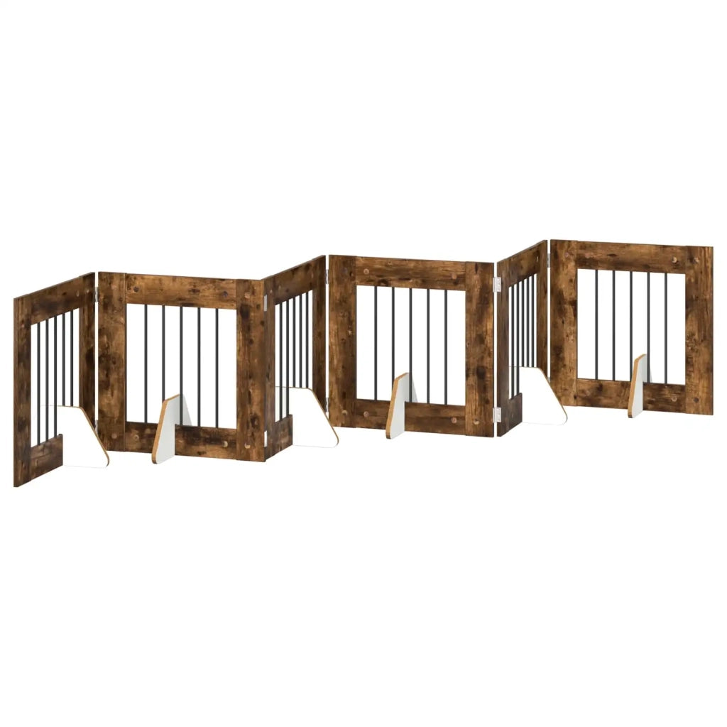 Cancello per cani con supporti 6 pz Rovere Fumo 60 x 60 cm CFW7169920