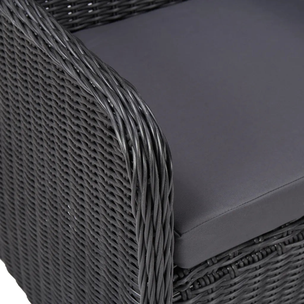 Set Bistrot da Giardino 3 pz con Cuscini in Polyrattan Nero