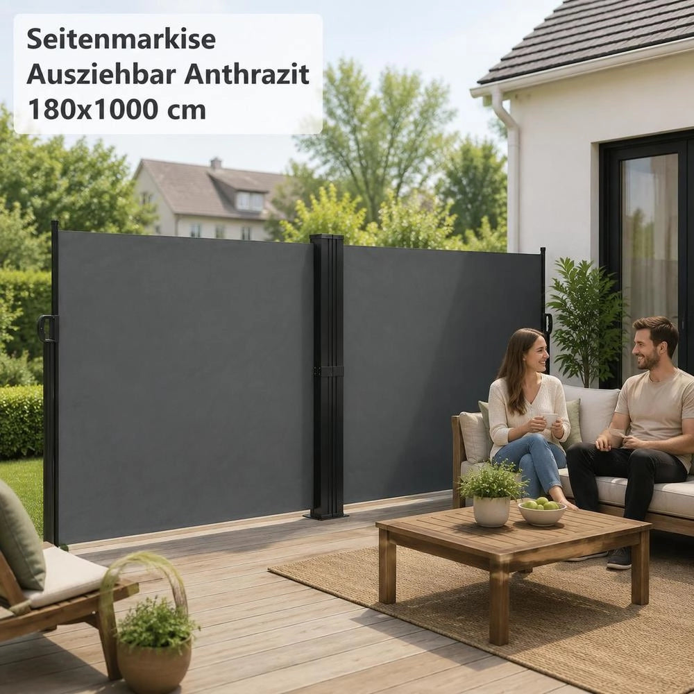 Extendable Side Awning, Anthracite, 180x1000 Cm