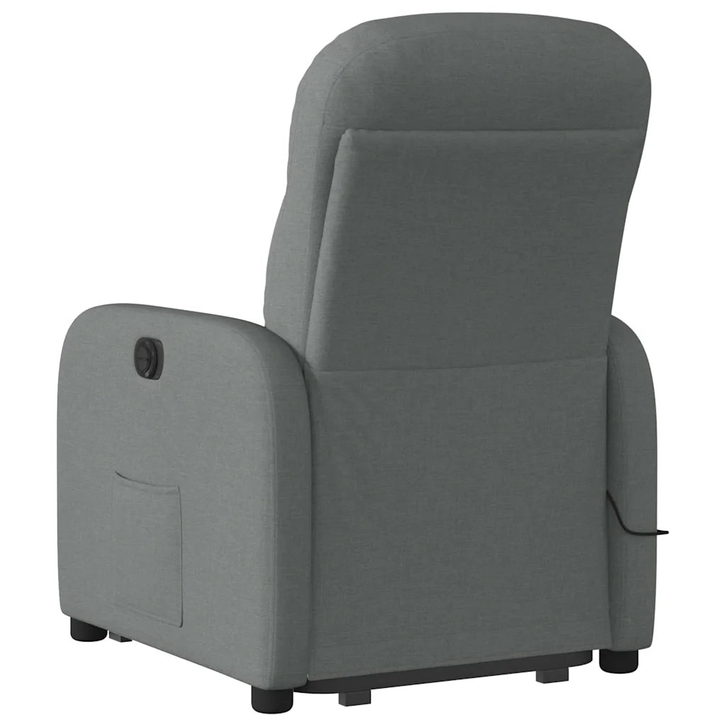 Divano Sedia-Poltrona Alzapersona Massaggi Reclinabile Grigio Scuro Tessuto 434528