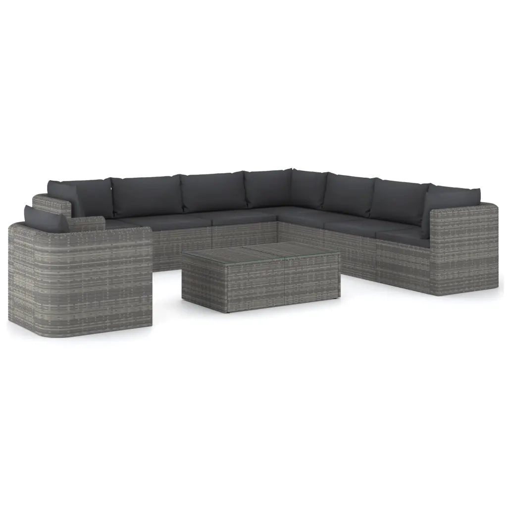 Set Divani da Giardino 9 pz con Cuscini in Polyrattan Grigio cod mxl 44480