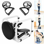 Trade Shop - Mini Stepper Multifunzione Con Bande Elastici Di Resistenza Seduta Fitness Casa -