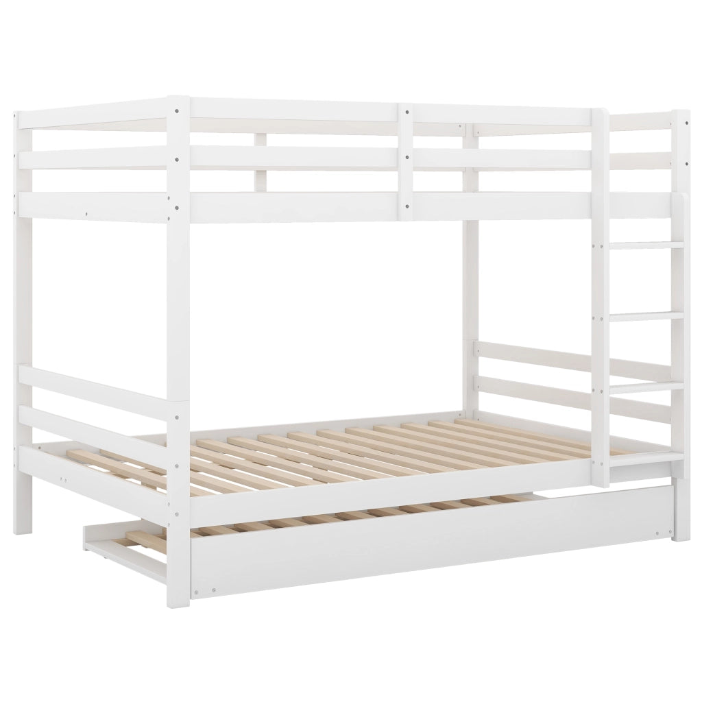 LETTO a castello 140x200 cm con letto estraibile in pino e MDF bianco