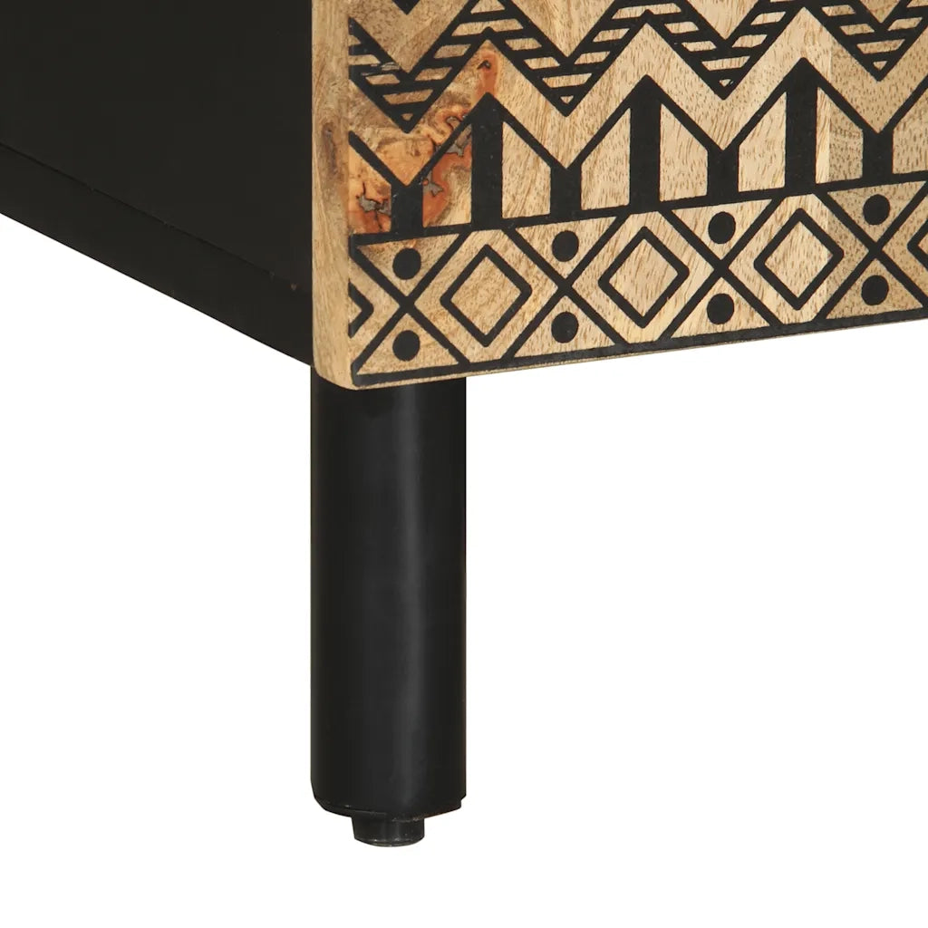 Mobile Porta TV Nero 105x33,5x46 cm Legno Massello Mango Grezzo 4018628