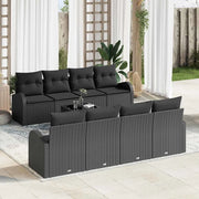 Set Divano da Giardino con archiviazione 9 pcs Nero polyrattan 3354642