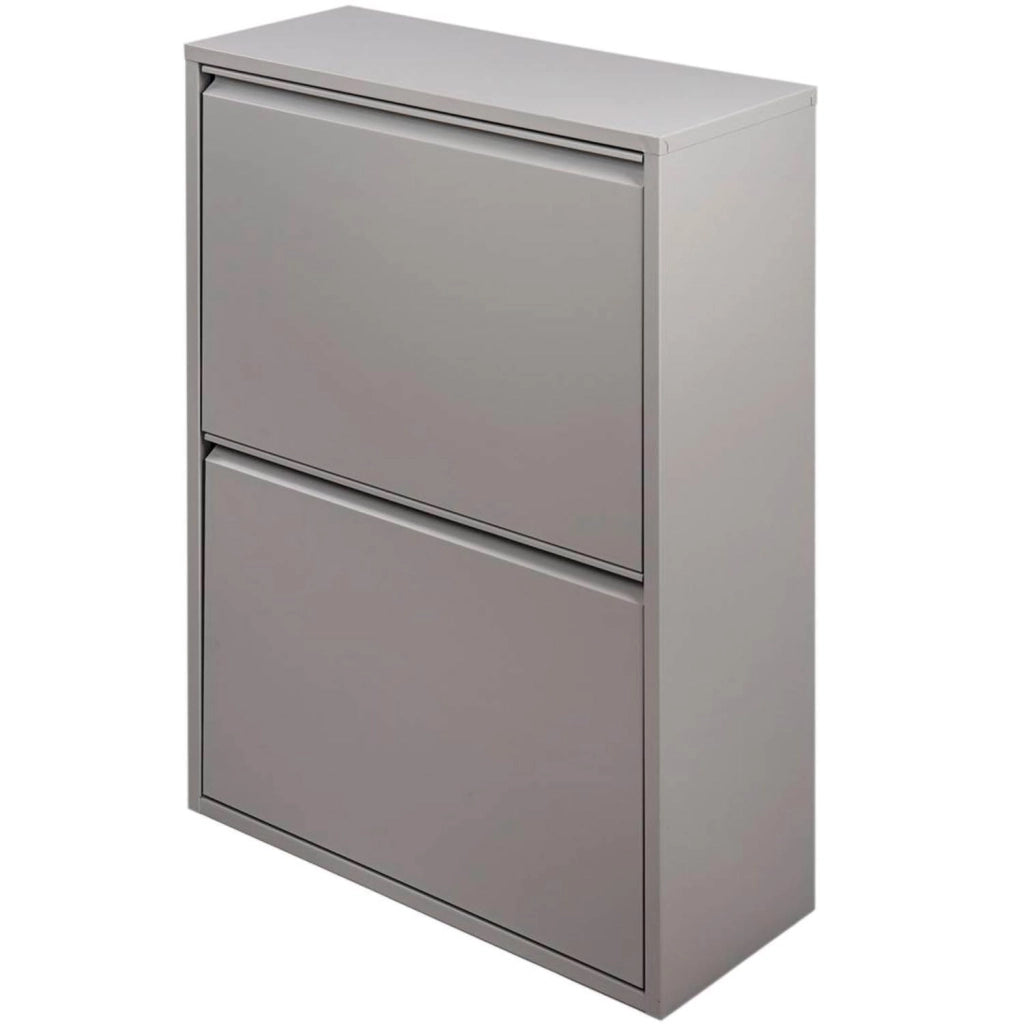 Pattumiera Raccolta Differenziata In Metallo Con 4 Cestini Estraibili E 2 Ante A Ribalta Bidone Cestino Salvaspazio Per Cucina Balcone Lavanderia Moderna 60 x 25 x 92.5 Cm Grigio