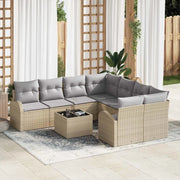 Set di divani con cuscino 9 pcs Beige e grigio polyrattan 3354649