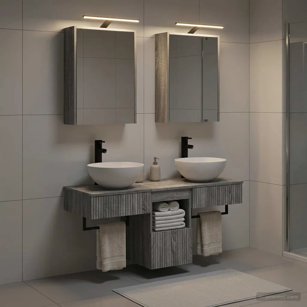 Set di Armadi da Bagno 5 pz Sonoma grigio Legno ingegnerizzato