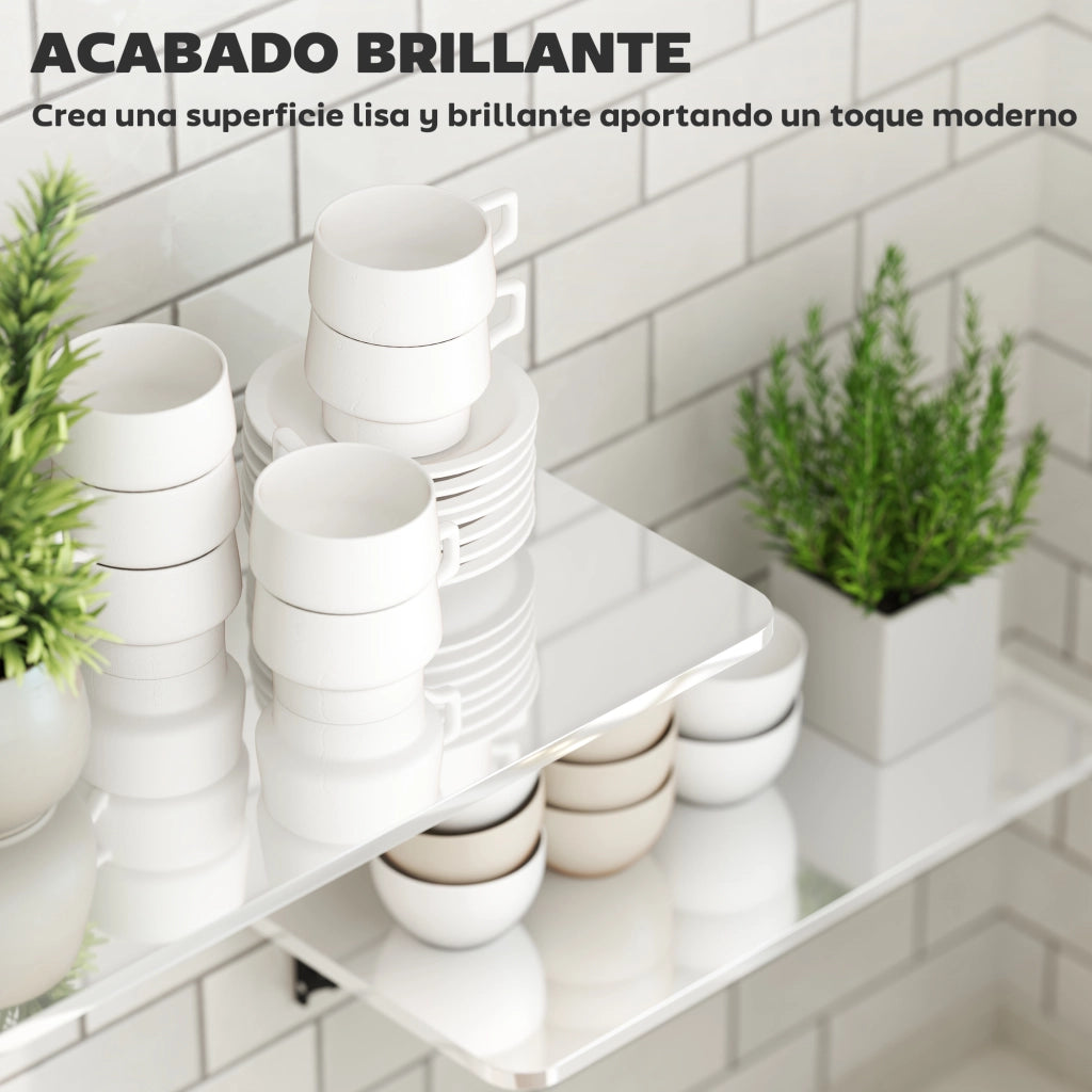 Tavolino pieghevole a muro ¨C zephmum ¨C 80x40x16,5cm 60x30x11,5cm bianco brillo