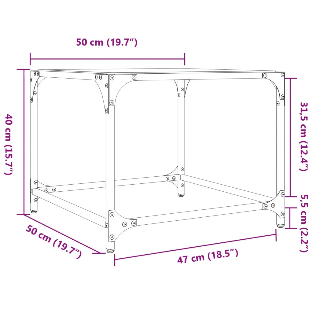 vidaXL Tavolini con Piano in Vetro Trasparente 2 pz 50x50x40cm Acciaio