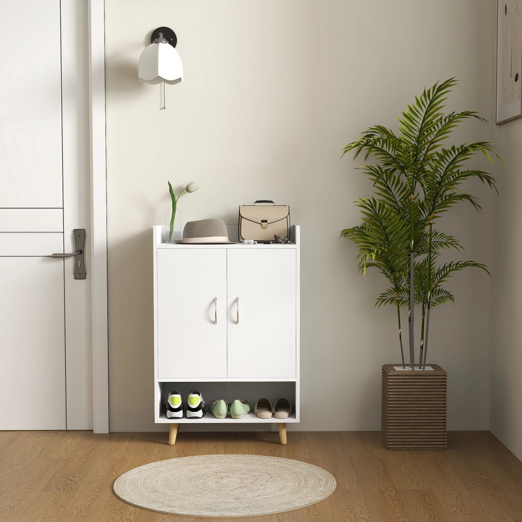 Scarpiera con ante e ripiani per ingresso ¨C zephmum ¨C bianco 60x30x92 cm