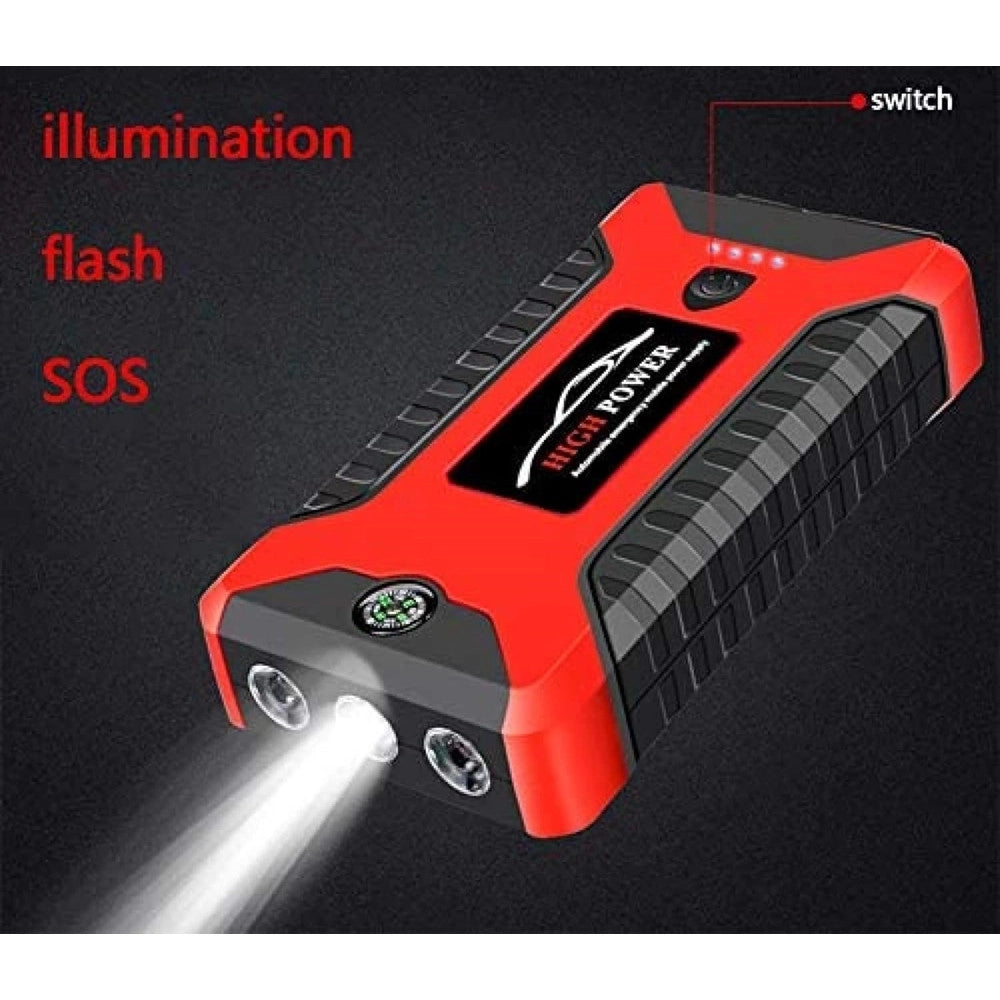 Trade Shop - Avviatore Di Emergenza Multifunzione Gonfiatore Per Pneumatici Auto 4 Porte Usb Torcia -