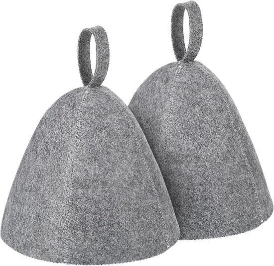 Set di copricapo per sauna a vapore di lana da 2 pezzi - Copricapo per sauna a vapore per donne - Copricapo per sauna a vapore per uomini e donne - Accessori per il bagno - Accessori per la sauna (Grigio)
