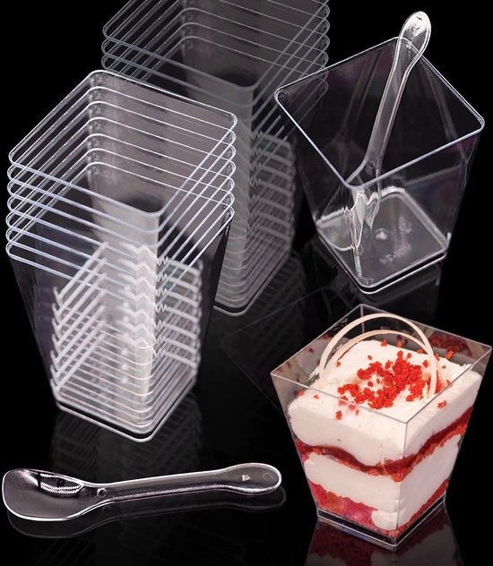 Set di portata in vetro per dessert con contenitore in vetro e piatti da dessert decorativi