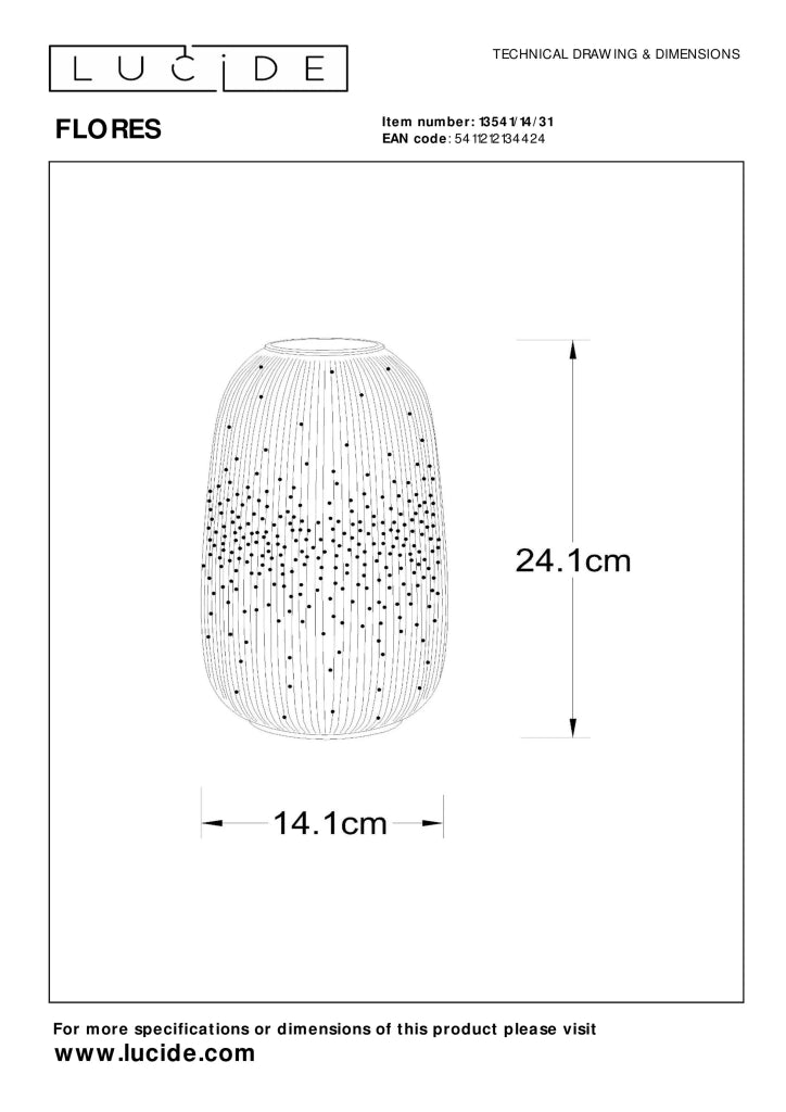Lampada da tavolo Lucide Flores porcellana bianca E14 24cm