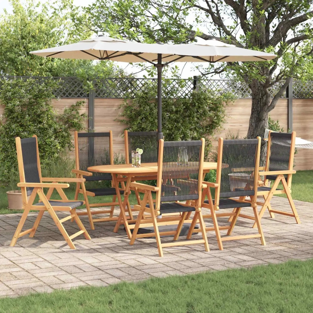 Set da Pranzo per Giardino 7 pcs Nero Legno di Acacia Massello 3375737