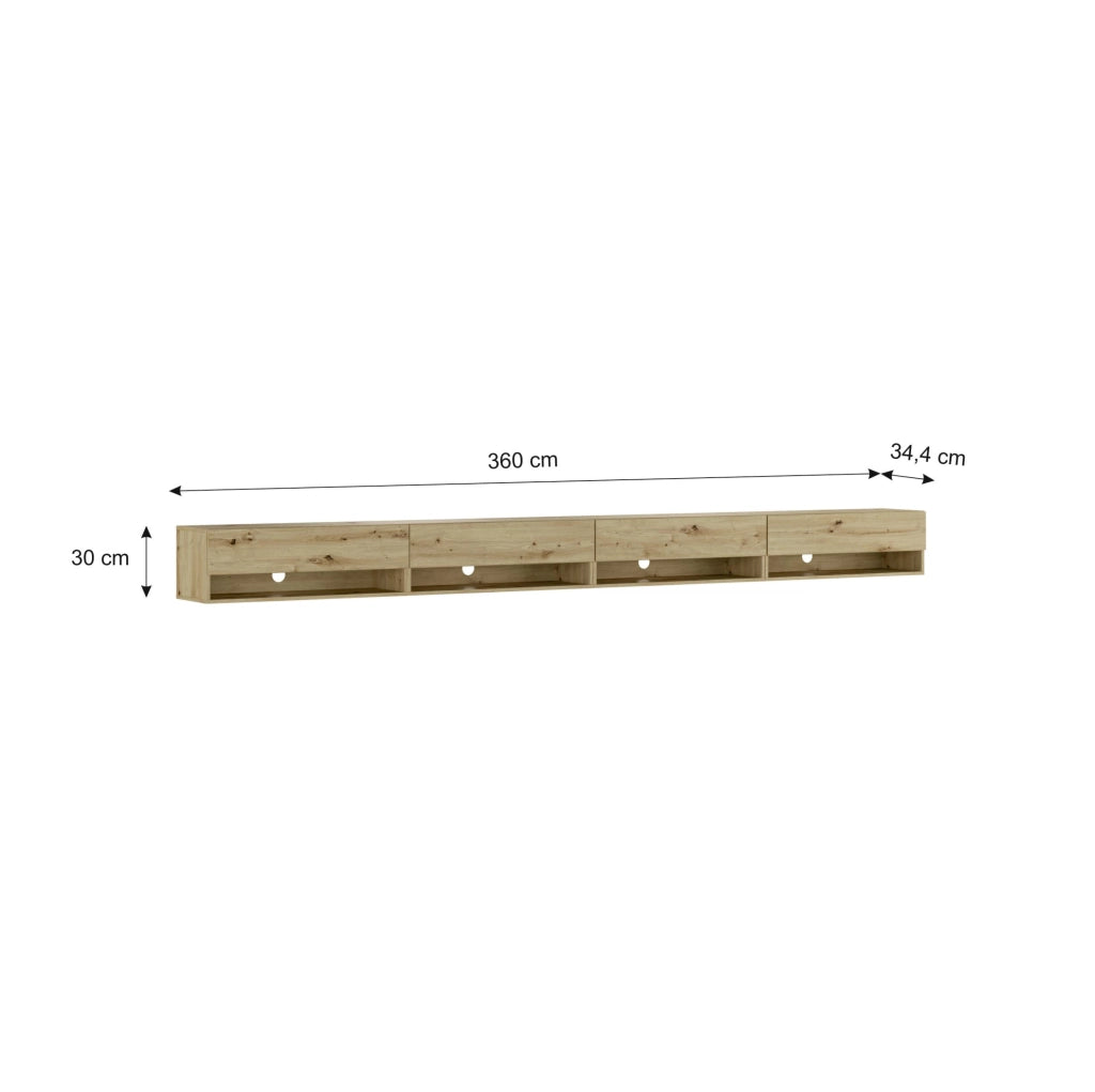 Mobile TV Soggiorno, 360x35x30cm, LED, Mobile Soggiorno, colore Rovere RF3700