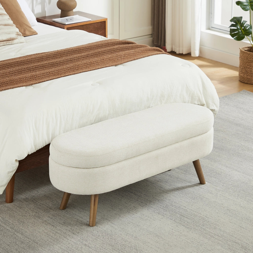 PANCA Contenitore 110 cm in Chenille Beige