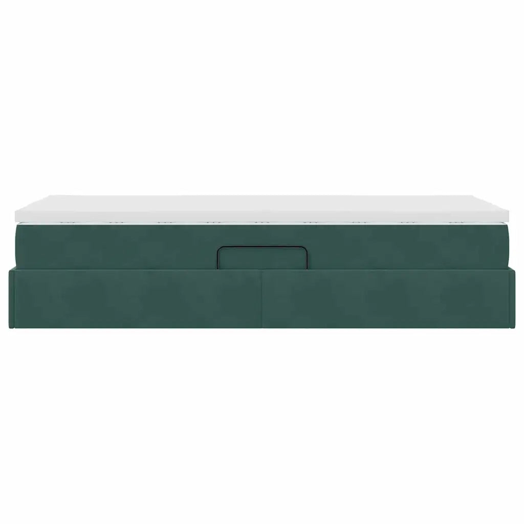 Letto con contenitore e materasso Verde Scuro 100 x 200 cm