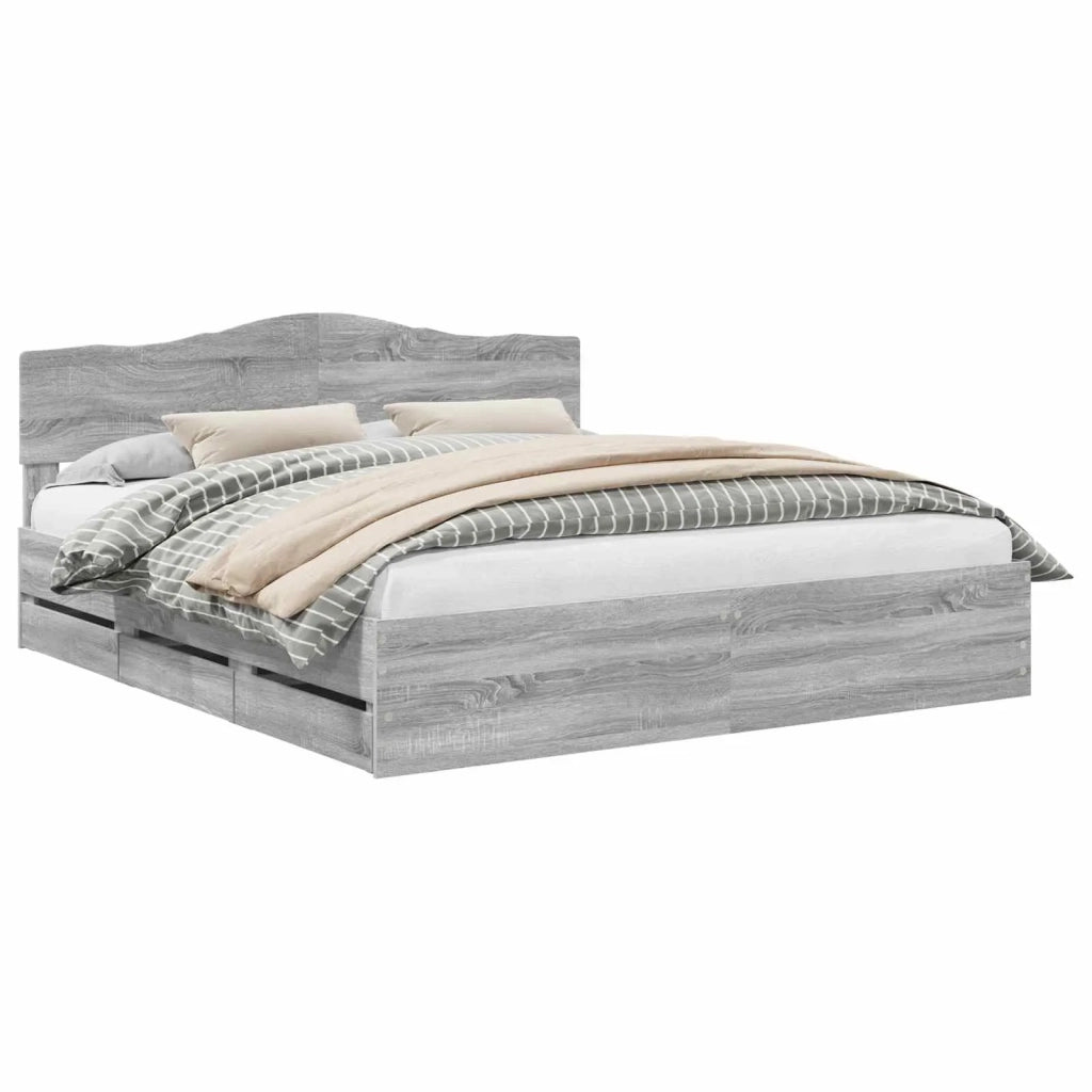 Struttura del letto con cassetto Grigio Sonoma 200 x 200 cm