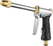 Serpentino metallico per giardino con pistola a spruzzo lunga - Lancia acqua ad alta pressione regolabile per giardino e auto.