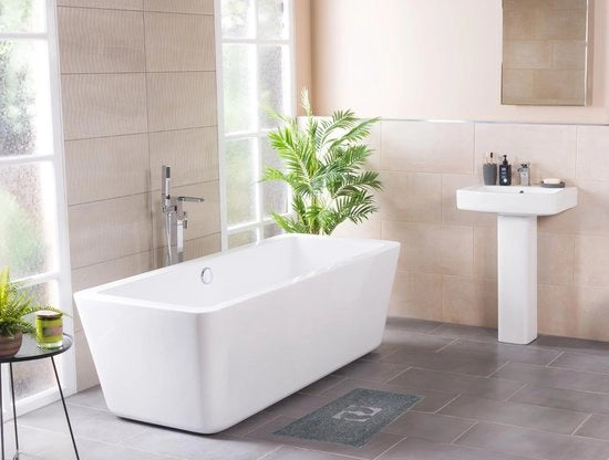 Set di mattonelle per il bagno (2 pezzi), asciugamano per il bagno, asciugamano per il corpo e mattonella per il bagno, 100% cotone, assorbente e velocemente asciugante (blu chiaro, 50 x 70 cm)