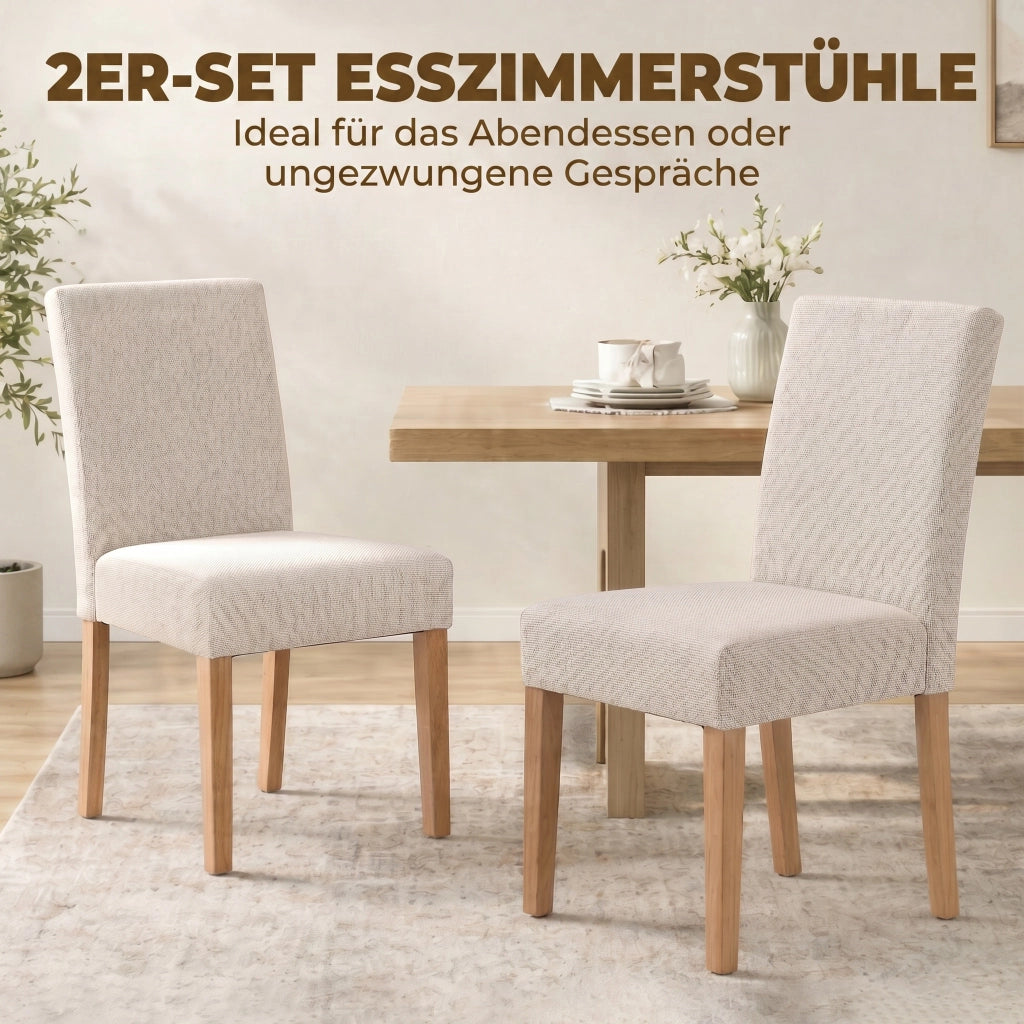 Set di 2 Sedie da Pranzo Imbottite ¨C zephmum ¨C Legno di Hevea, Grigio
