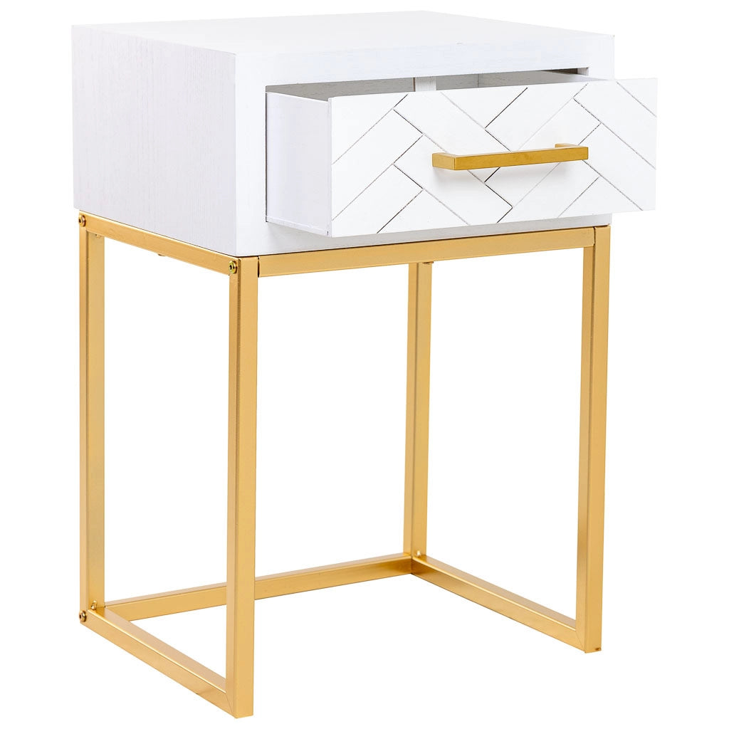 Comodino in legno e metallo 1 cassetto 40x36x60