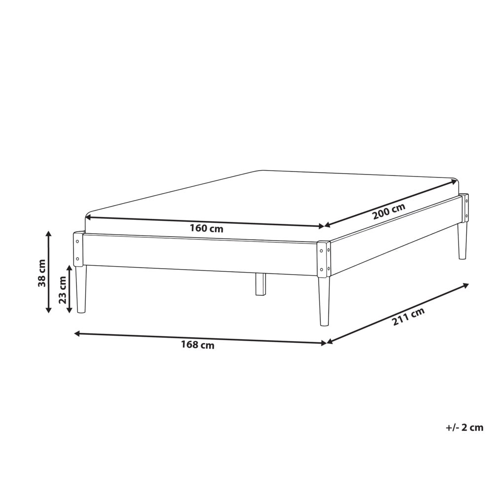 Letto matrimoniale in legno con rete a doghe in pino, senza testiera 160 x 200 cm marrone chiaro stile scandinavo naturale