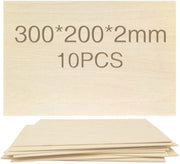 Pannelli in legno per hobby 10 pezzi - 300 x 200 x 2 mm - Pannelli in legno per hobby - Ideali per progetti laser - Modello DIY - Arte e artigianato - Pannelli in legno