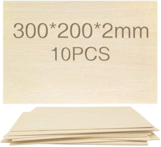 Pannelli in legno per hobby 10 pezzi - 300 x 200 x 2 mm - Pannelli in legno per hobby - Ideali per progetti laser - Modello DIY - Arte e artigianato - Pannelli in legno