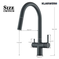 Jana | Raccordo estensibile premium a 3 vie grigio titanio opaco | Rubinetto osmosi da cucina in acciaio inox |. Filtro 3 connessioni ad arco alto