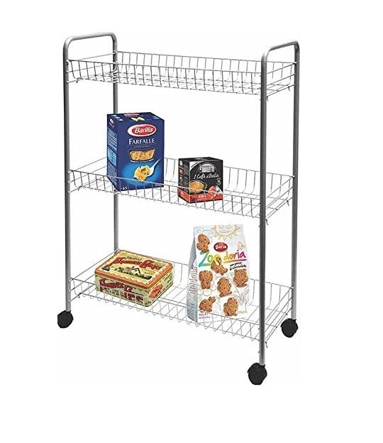 Carrello Portaverdure da Cucina Slim Big Store 3 Piani Silver con Ruote Artex