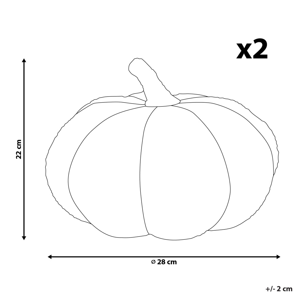 	Set 2 cuscini di peluche a forma di zucca in tessuto bouclé arancione âŒ€ 28 cm decorazione accessorio di halloween