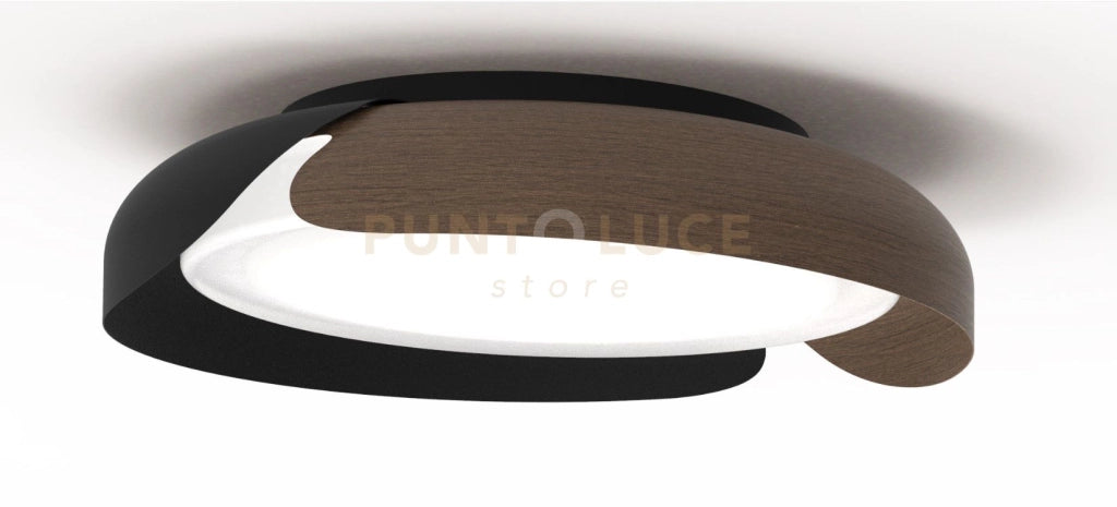 KENDO-55 Plafoniera in metallo verniciato nero con effetto legno, 36W, dimmerabile SDD 2800 - 5000k diametro 55cm