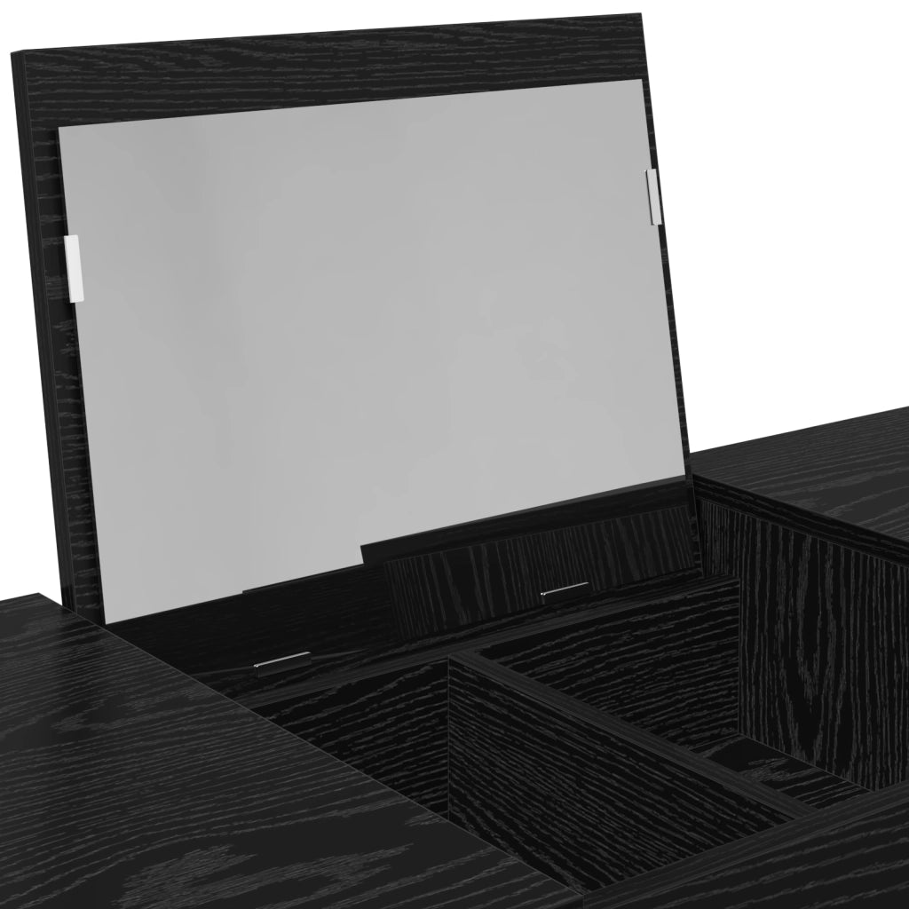 Toeletta con Specchio Rovere Nero 100x45x76 cm