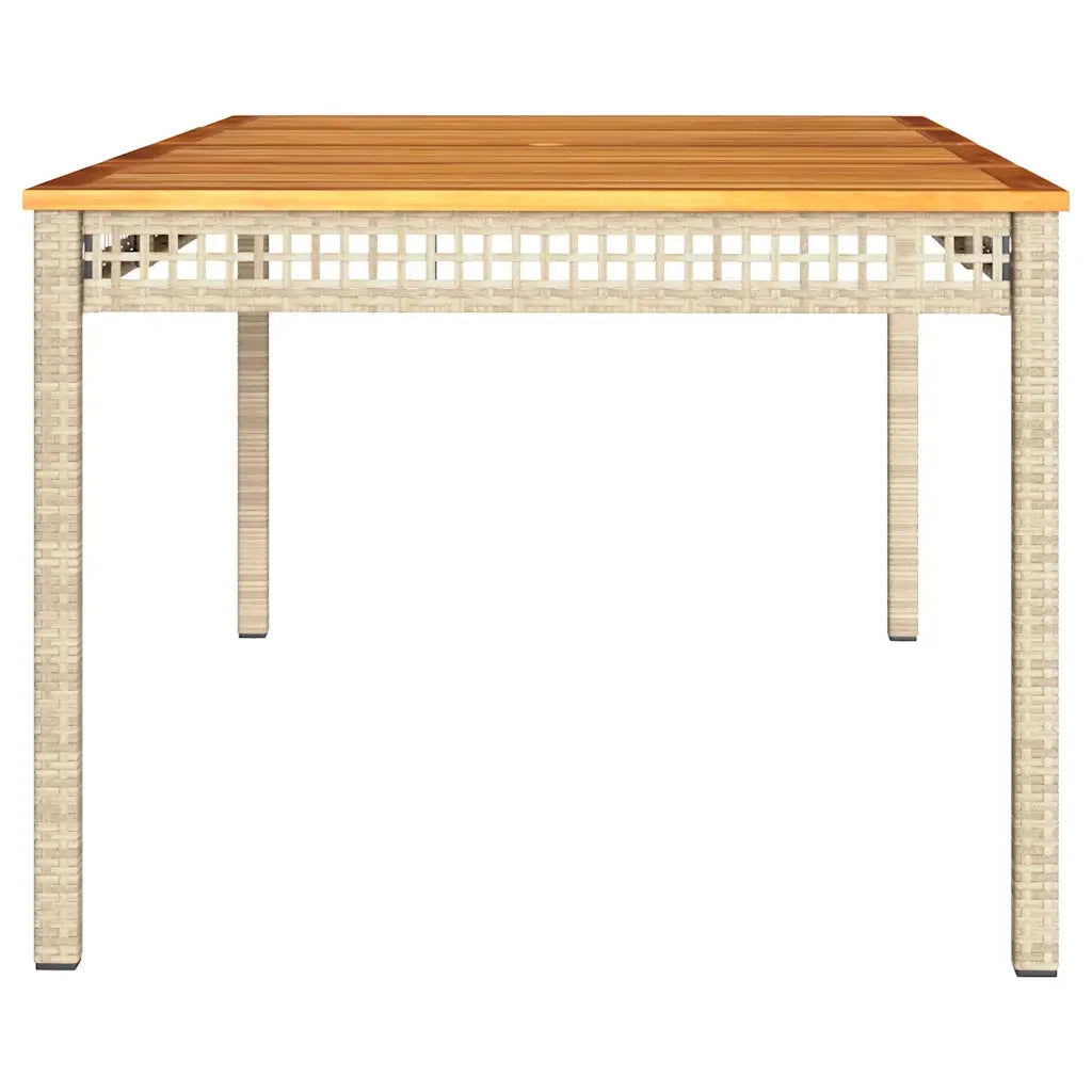 Tavolo da Giardino | Tavolino da esterno Beige 180x90x75 cm Polyrattan e Legno Acacia