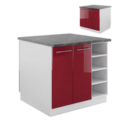 Isola cucina Fame-Line Bordeaux lucido/Bianco 90 cm senza piano di lavoro Vicco