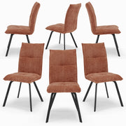 Set 6 sedie imbottite per sala da pranzo LETIZIA, design moderno, gambe robuste in metallo, rivestimento in tessuto spesso e idrorepellente effetto tridimensionale, colore Terra
