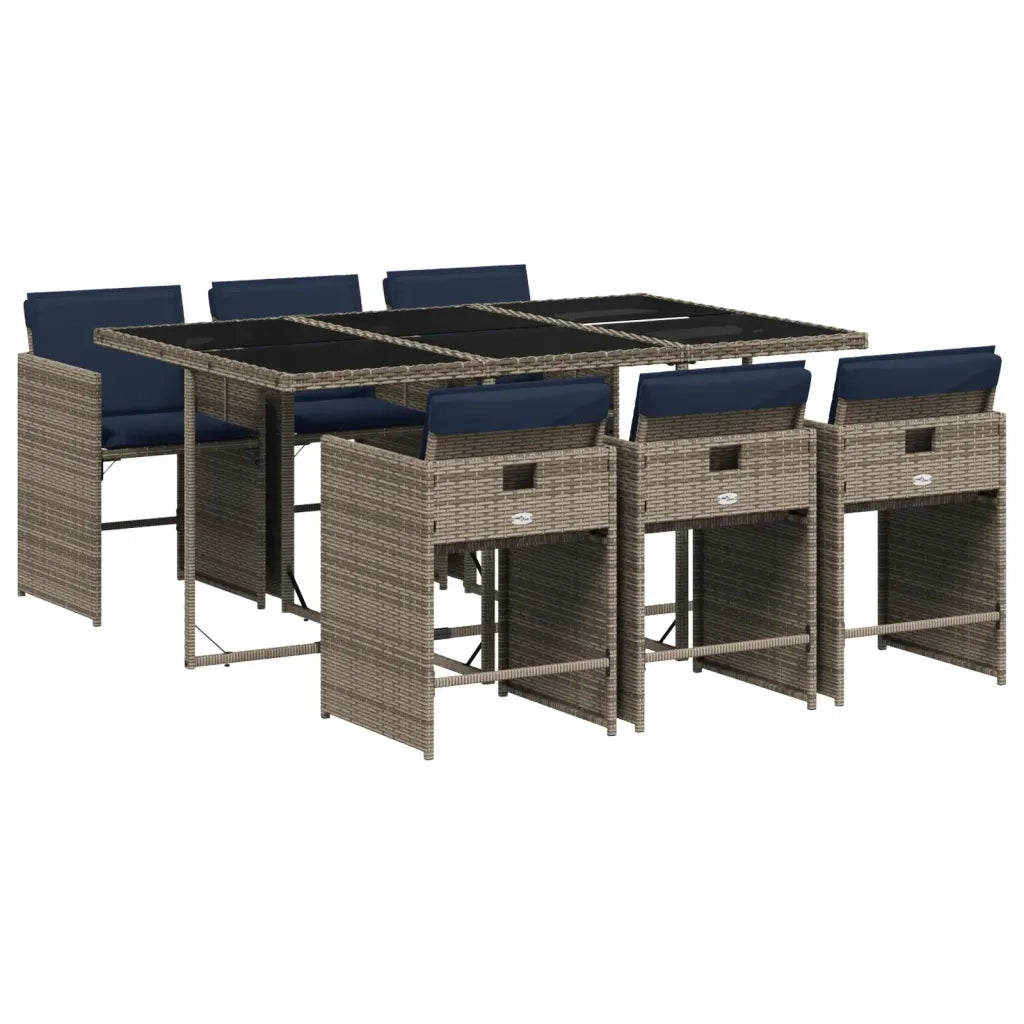 Set da pranzo da giardino da 7 pz con Cuscini in Polyrattan Grigio 3277860
