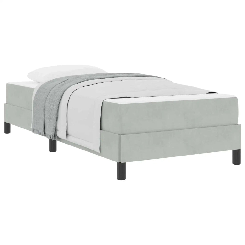 Letto a molle con materasso Grigio chiaro 80 x 220 cm Tessuto