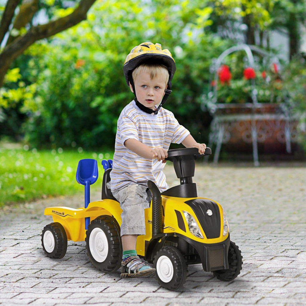Trattore Giocattolo per Bambini con Rimorchio Estraibile e Accessori ¨C Xylo ¨C Giallo 91x29x44 cm