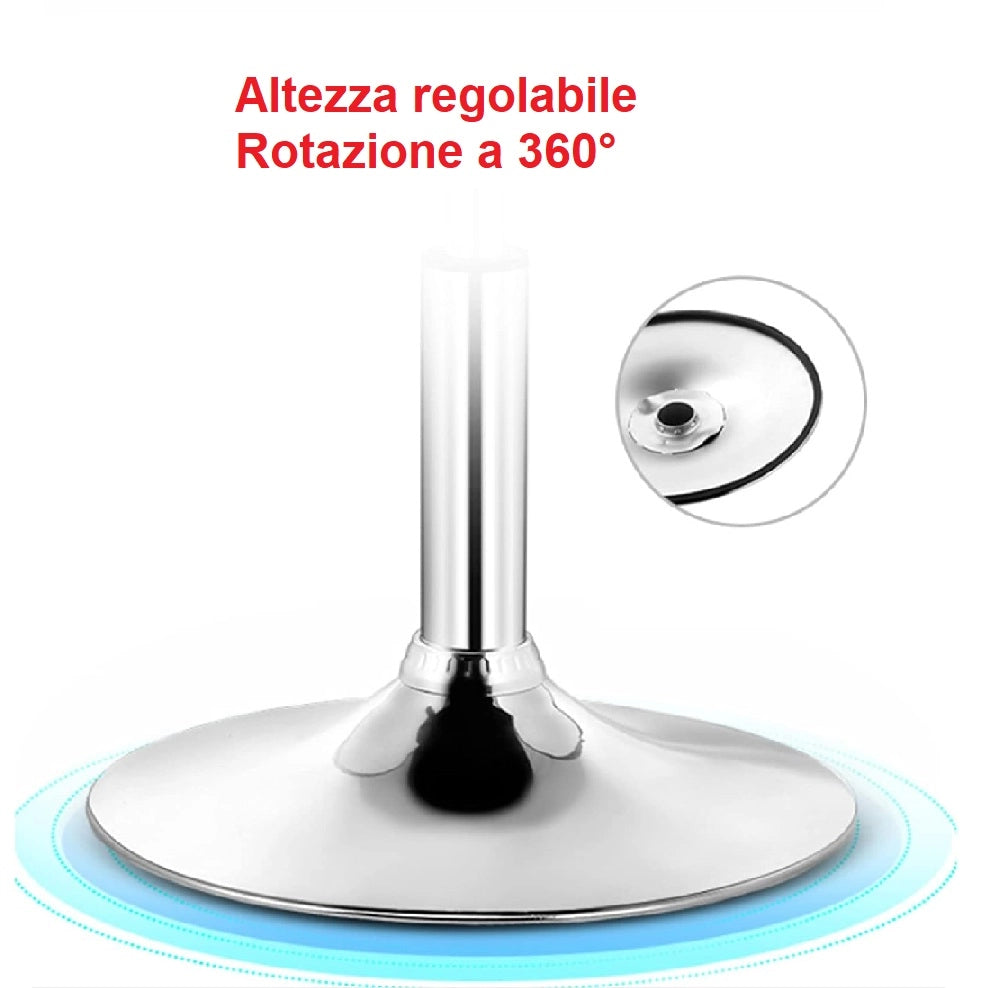 Coppia Sgabelli Bar Cucina Altezza Regolabile in Acciaio e ABS Girevole Nero