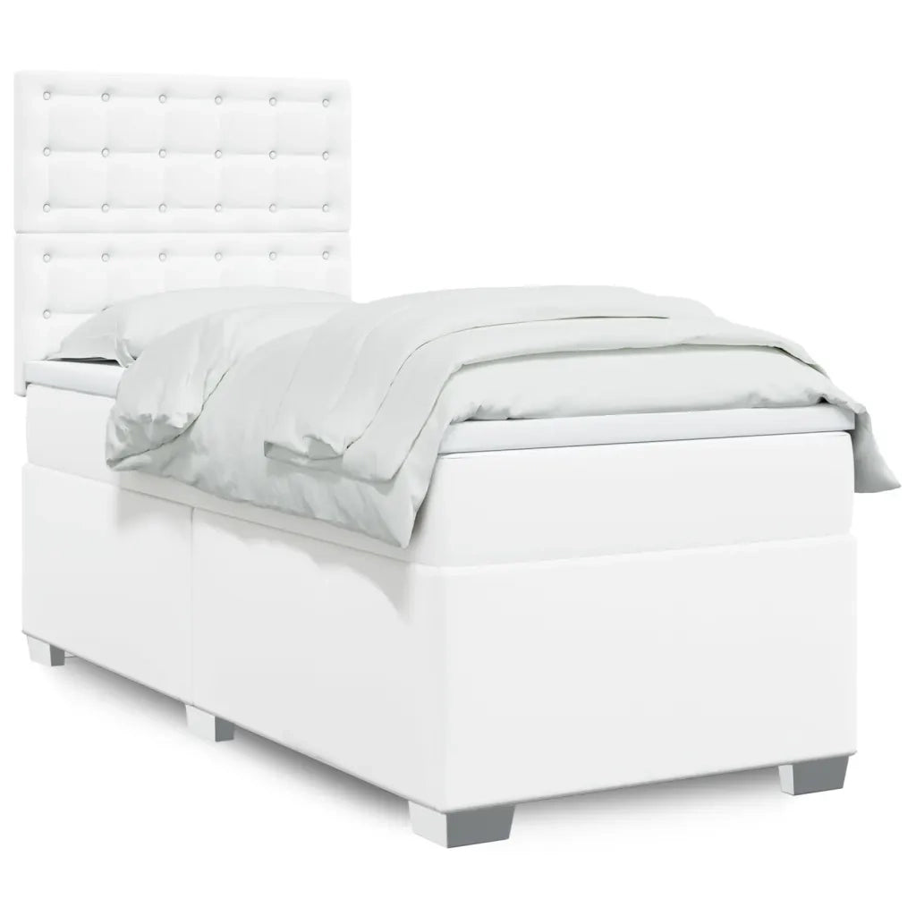 Giroletto a Molle con Materasso Bianco 90x200 cm in Similpelle 3293005