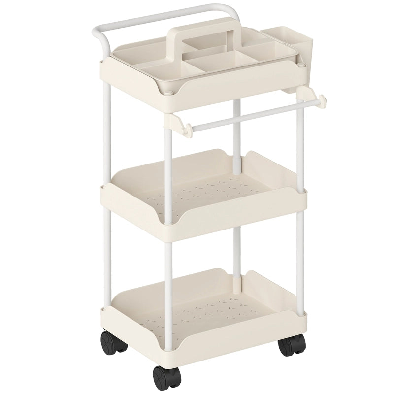 CARRELLO PORTAOGGETTI con 3 cesti 42 x 42,5 x 76 cm metallo bianco