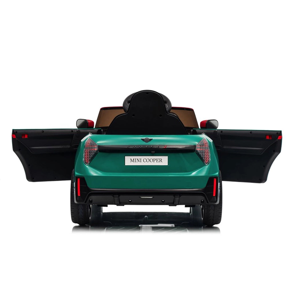 Macchina Elettrica per Bambini Licenza Ufficiale Mini Cooper S Cabrio 12V Sedili in Pelle e Telecomando Verde