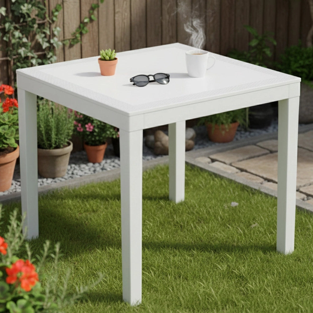 Frostproof, Tavolo da Esterno 4 Posti Made in Italy, 78x78x73h cm Bianco